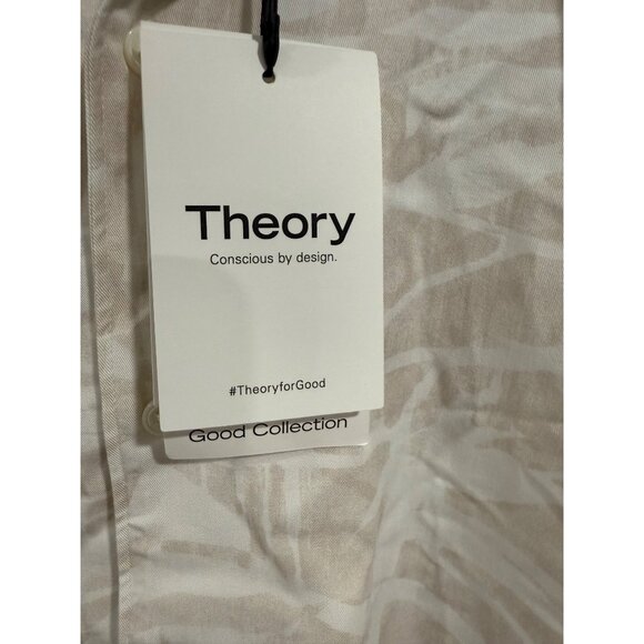 Theory Irving SS Shirt XS Sand Multi Abstract Palm Print Lightweight - Picture 5 of 6
